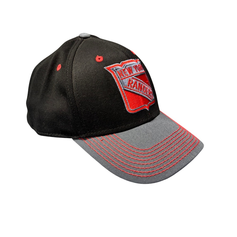 New York Rangers Hat Ball Cap Mens L‎ / XL Face Off Black Gray Red Hockey NHL